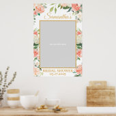 ピーチ フローラル ボヘミア グリー ネリ フォト プロップ ゴールド ポスター (キッチン)