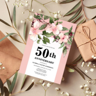 ピーチ フローラル 50周年 結婚記念日 招待状
