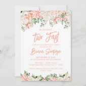ピーチ ブラッシュ アイボリー フラワーズ ティー ファスト バースデー 招待状 (正面)