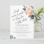 ピーチ ブラッシュ ネイビー ブライダル シャワー 招待状 ドライブバイ (スタンド正面)