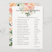 ピーチ ブラッシュ フラワル 有名人 赤ちゃん 名前 ゲーム 招待状 (正面/裏面)