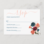 ピーチ、ブルゴーニュ、ティール（緑がかった色）グリーンバラRSVPアドバイスカード アドバイスカード (正面)