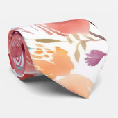 ピーチ&ブルーウォーターカラーフローラネクタイ ネクタイ (ロール)