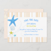 ピーチ&ブルービーチ男の赤ちゃんシャワーザデイト 案内ポストカード (正面/裏面)