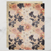 ピーチ&ブルーフローラスクラップブック紙 (正面/裏面)