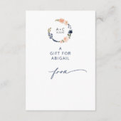 ピーチ&ブルーフローラノーラップブライダルシャワー エンクロージャーカード (裏面)