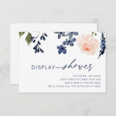 ピーチ&ブルーフローラ表示ブライダルシャワー エンクロージャーカード (正面/裏面)