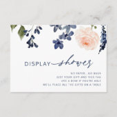 ピーチ&ブルーフローラ表示ブライダルシャワー エンクロージャーカード (正面)