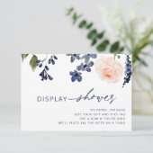 ピーチ&ブルーフローラ表示ブライダルシャワー エンクロージャーカード (スタンド正面)
