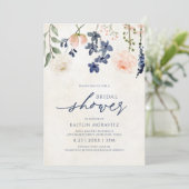 ピーチ&ブルーブライダルシャワーボタニカルヴィンテージ 招待状 (スタンド正面)