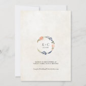 ピーチ&ブルーブライダルシャワーボタニカルヴィンテージ 招待状 (裏面)