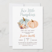 ピーチ&ブルーミント ツーリトルパンプキン ベイビーシャワー 招待状 (正面)