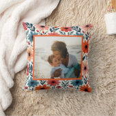 ピーチ&ブルー春フローラルカスタムパターン写真 クッション (ブランケット)