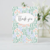 ピーチ ブルー フラワーフラット サンクスカード サンキューカード (スタンド正面)