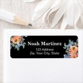 ピーチ ブルー 水彩 花 ラベル