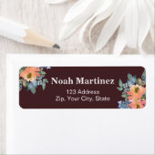 ピーチ ブルー 水彩 花 ラベル (インサイチュ)