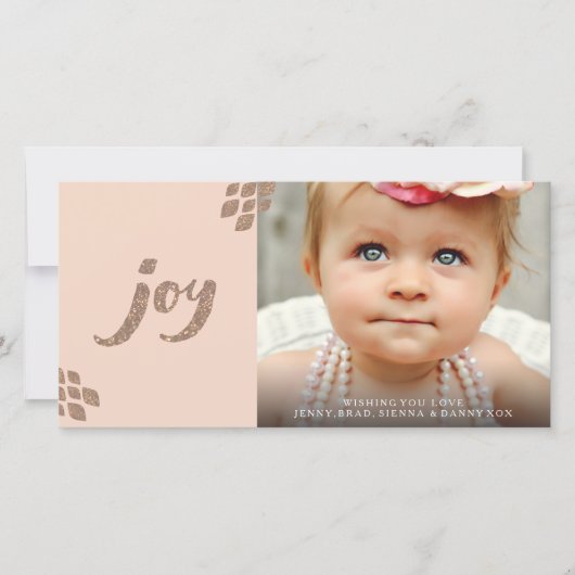 ピーチ&ブロンズグリッタージョイクリスマスフォトカード シーズンカード (正面)