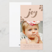 ピーチ&ブロンズグリッタージョイクリスマスフォトカード シーズンカード (正面/裏面)