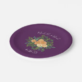 ピーチ&プラムパープルピーニー&バラフローラ結婚ズ ペーパープレート (アングル)