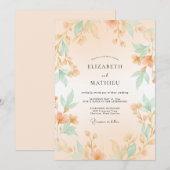 ピーチ ヘイジー ボタニカル ウェディング 招待状 (正面/裏面)