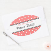 ピーチ&ホワイトドット – ビジネスロゴ – スイーツ 楕円形シール (封筒)