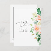 ピーチ&ホワイトフローラと食事RSVP 出欠カード (正面/裏面)