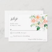 ピーチ&ホワイトフローラノミールRSVP V3 出欠カード (正面/裏面)