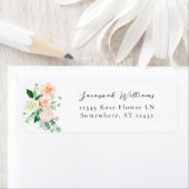 ピーチ&ホワイトフローラ差出人住所ラベルV3 4 ラベル (インサイチュ)