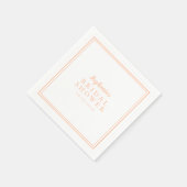 ピーチ&ホワイト結婚ブライダルシャワーシンプルズモダン スタンダードカクテルナプキン (角)