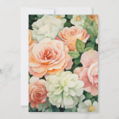 ピーチ、ホワイト、グリーンのフローラ結婚ズ 招待状 (裏面)