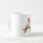 ピーチ ホワイト ミント オウム 鳥 コーヒーマグカップ (正面左)