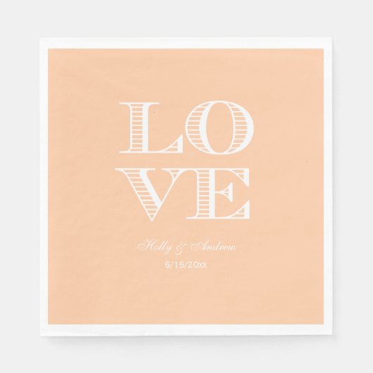 ピーチ・ホワイト ラブ ナプキン スタンダードランチョンナプキン (正面)