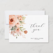 ピーチ ボヘミアンフラワー ブライダルシャワー サンキューカード (正面)