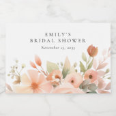 ピーチ ボーホー フラワーブライダルシャワー スパークリングワインラベル (シングルラベル)