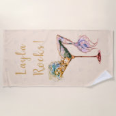 ピーチ·マ淡い色のーメイド·グラス ビーチタオル (正面)