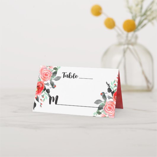 ピーチ&ミントピーニーテーブル番号座席名 プレイスカード (正面)