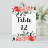 ピーチ&ミントピーニー結婚フローラのテーブル番号 招待状 (スタンド正面)