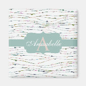 ピーチ&ミントブランチコテージシックモノグラム マグネット (正面)