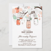 ピーチ&ミントメイスンジャーズフローラベビーシャワー招待状 招待状 (正面)
