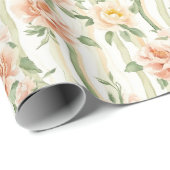 ピーチ ミント ローズ 花 ストライプ 誕生日 ラッピングペーパー (ロールコーナー)