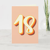 ピーチ モダン レトロ グルーヴィー 18歳の誕生日 カード (正面)