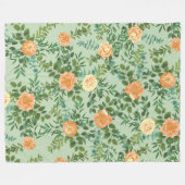 ピーチ&ライトグリーンピーニー&バラフローラ結婚ズ フリースブランケット (正面(横))