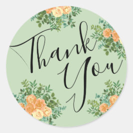 ピーチ&ライトグリーンピーニー&バラフローラ結婚ズ ラウンドシール