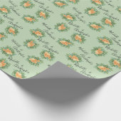 ピーチ&ライトグリーンピーニー&バラフローラ結婚ズ ラッピングペーパー (角)