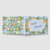 ピーチ ライトブルー ウェディング ローズ フラワーリング ゲストブック (全面)