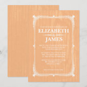 ピーチ ラスティック バーン ウッド ウェディング インビテーション (正面/裏面)