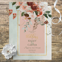 ピーチ&ラストフラワーグリーンウォーター結婚カラー