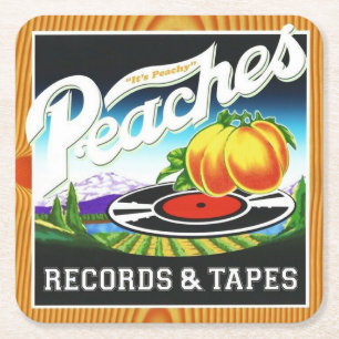ピーチ·レコード/テープ·コースター·セット スクエアペーパーコースター