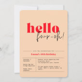 ピーチ&レッドのミニマリスト"こんにちは、4ああ！" 40日目 招待状 (正面)