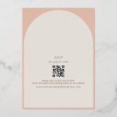 ピーチ ローズゴールド箔押し ウェディング招待状 + QR 箔招待状 (裏面)